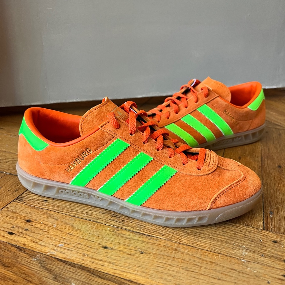 Adidas Hamburg Orange and Neon Green Sneakers